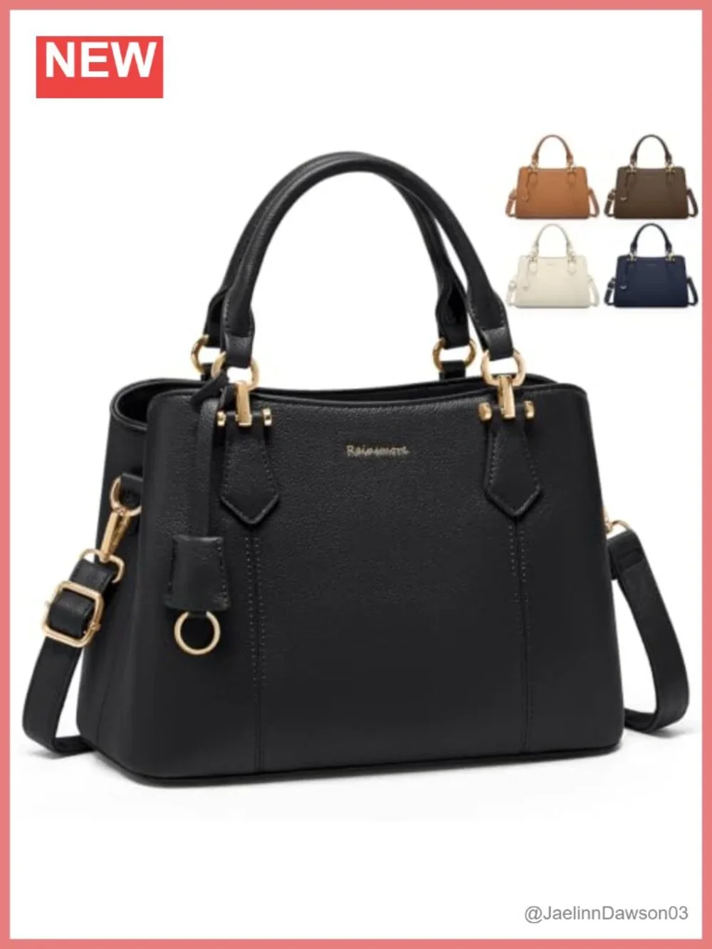 RAINSMORE Waterproof Satchel Handbag for Women Top-Handle Crossbody PU Leather